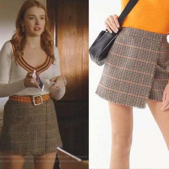 ✨NEW✨ UO Cute Houndstooth Fray Wrap Mini Skirt - Picture 2 of 7